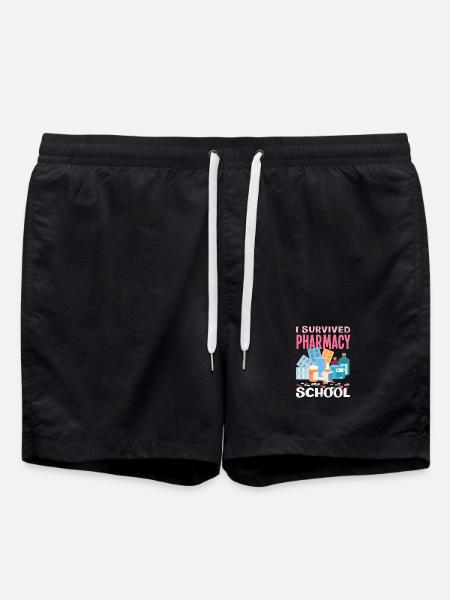 I Survived Pharmacy School Funny - Swim Trunks - black
