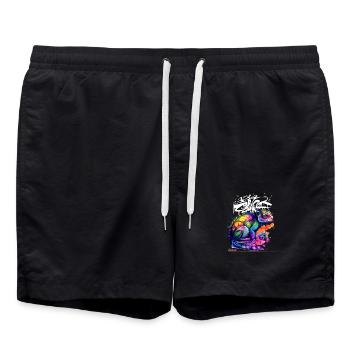 Farbenfroher Chamäleon Graffiti - Badeshorts - Schwarz - Vorne - AI Model Male 185 light (185cm)