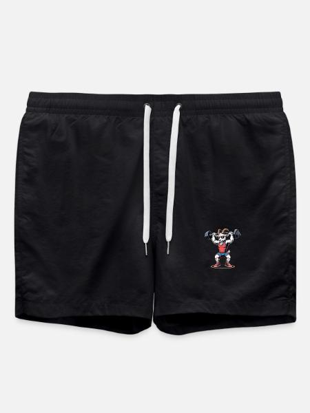 Strong bodybuilding goat doing squats - Swim Trunks - black