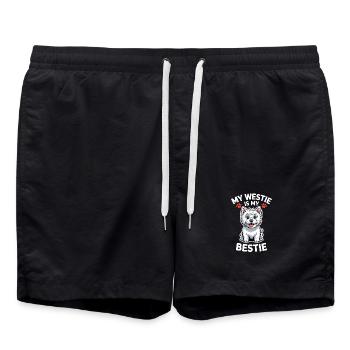 West Highland White Terrier Spruch Westie Geschenk - Badeshorts - Schwarz - Vorne - AI Model Male 185 light (185cm)