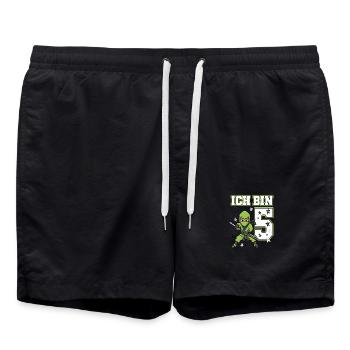 Je suis 5 ninjas 5e anniversaire Karaté vert - Short de bain - noir - Devant - AI Model Male 185 light (185cm)