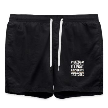 Tout ce que j’aime, c’est tatoué de Tätowiert tatoué - Short de bain - noir - Devant - AI Model Male 185 light (185cm)