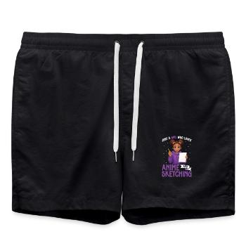 Nur Ein Mädchen, Das Anime Liebt Und Afro Zeichnet - Badeshorts - Schwarz - Vorne - AI Model Male 185 light (185cm)