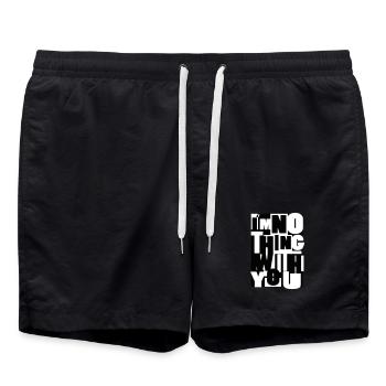 nothing with you saying separation typo font large - Swim Trunks - black - Front - AI Model Male 185 light (185cm)
