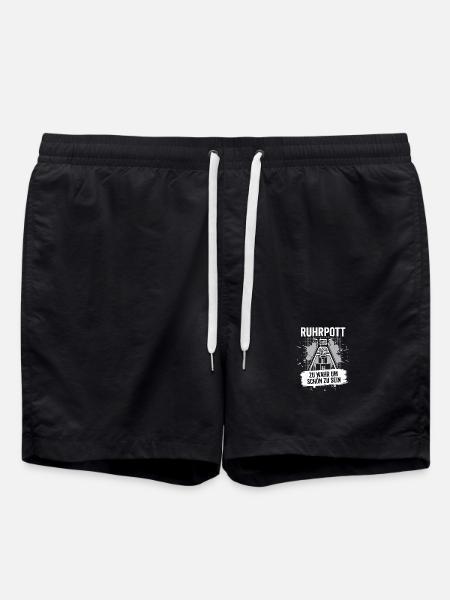 Ruhrpott Förderturm Geschenk Zeche Heimat Bergbau - Badeshorts - Schwarz