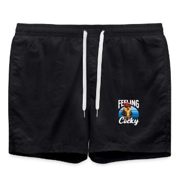 Jeu de mots drôle avec le coq qui se sent arrogant - Short de bain - noir - Devant - AI Model Male 185 light (185cm)