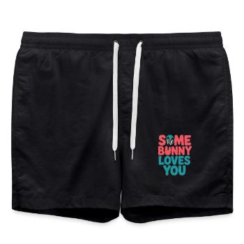 Häschenliebe in bunten Farben - Badeshorts - Schwarz - Vorne - AI Model Male 185 light (185cm)