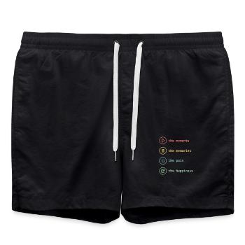 Achtsamkeit, Momente, Erinnerungen, Glück - Badeshorts - Schwarz - Vorne - AI Model Male 185 light (185cm)