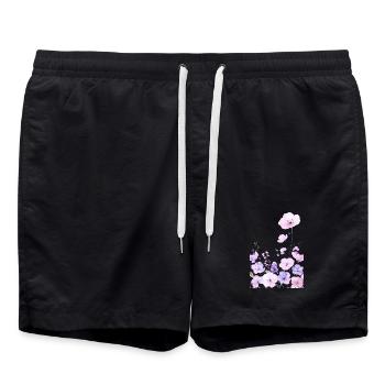 Pastel wildflowers in the gentle floral garden - Swim Trunks - black - Front - AI Model Male 185 light (185cm)