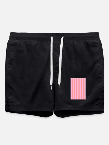 Stripes - Pink Red Customizable - Swim Trunks - black