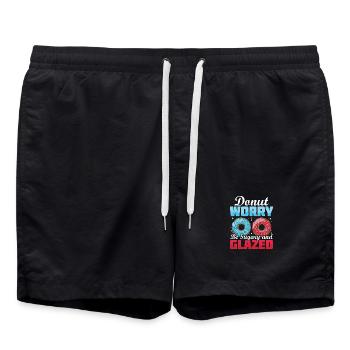 Donut fast food - Swim Trunks - black - Front - AI Model Male 185 light (185cm)