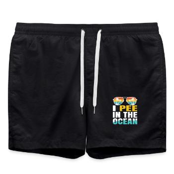 I Pee In The Ocean Spruch Retro Sonnenbrille - Badeshorts - Schwarz - Vorne - AI Model Male 185 light (185cm)