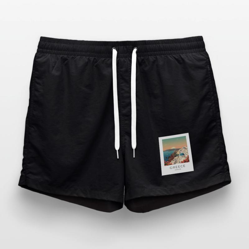 Santorini Sunset Coastal View Swim Trunks