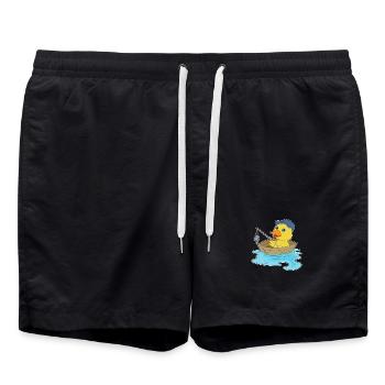 Ente Angler Fisch Angeln - Badeshorts - Schwarz - Vorne - AI Model Male 185 light (185cm)