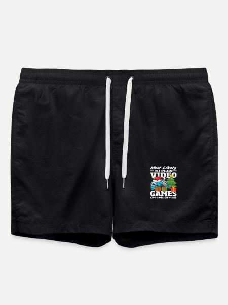Probably playing video games Christmas - Swim Trunks - black