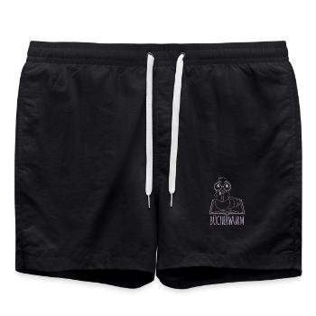 Bücherwurm Silhouette Minimalistisch Nerd - Badeshorts - Schwarz - Vorne - AI Model Male 185 light (185cm)
