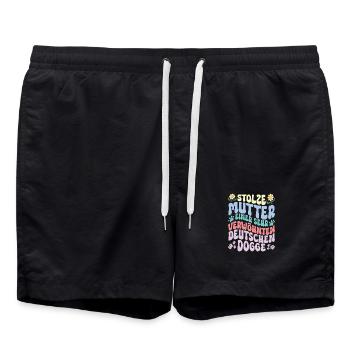 Stolze Hundemama einer Dogge - Badeshorts - Schwarz - Vorne - AI Model Male 185 light (185cm)