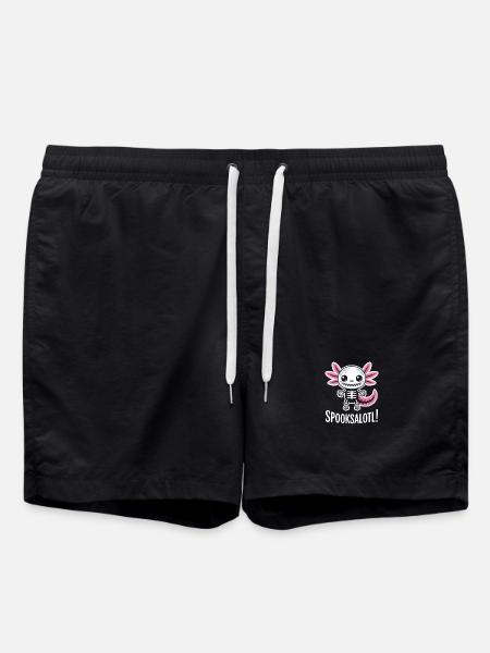 Cute Haunted Skeleton with Wings - Swim Trunks - black