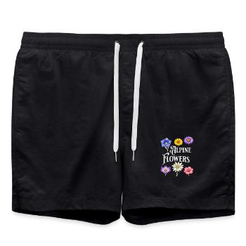 Alpine Flowers – Alpenblumen Vintage Botanisches D - Badeshorts - Schwarz - Vorne - AI Model Male 185 light (185cm)