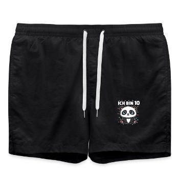 Ich bin 10 - Süßes Panda zum 10. Geburtstag - Badeshorts - Schwarz - Vorne - AI Model Male 185 light (185cm)