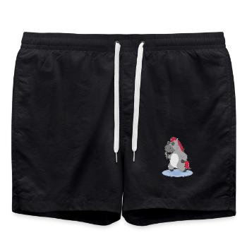 Pferd Sänger Mikrofon Singen - Badeshorts - Schwarz - Vorne - AI Model Male 185 light (185cm)