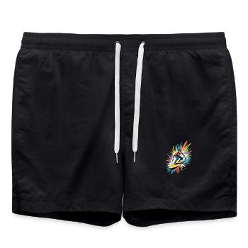 Bunter Surfer Wasserfarben Spritzer Graffiti - Badeshorts - Schwarz - Vorne - AI Model Male 185 light (185cm)