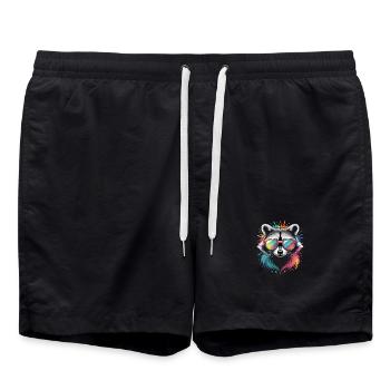 Bunter Waschbär Wasserfarben Spritzer Graffiti - Badeshorts - Schwarz - Vorne - AI Model Male 185 light (185cm)