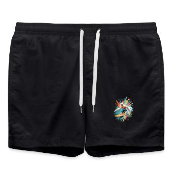 Bunter Surfer Wasserfarben Spritzer Graffiti - Badeshorts - Schwarz - Vorne - AI Model Male 185 light (185cm)