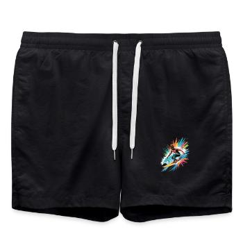 Bunter Surfer Wasserfarben Spritzer Graffiti - Badeshorts - Schwarz - Vorne - AI Model Male 185 light (185cm)