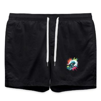 Bunter Surfer Wasserfarben Spritzer Graffiti - Badeshorts - Schwarz - Vorne - AI Model Male 185 light (185cm)