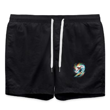 Bunter Surfer Wasserfarben Spritzer Graffiti - Badeshorts - Schwarz - Vorne - AI Model Male 185 light (185cm)