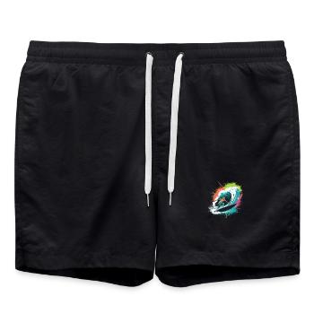 Bunter Surfer Wasserfarben Spritzer Graffiti - Badeshorts - Schwarz - Vorne - AI Model Male 185 light (185cm)