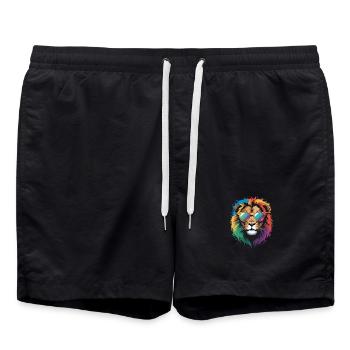 Bunter Löwe Wasserfarben Spritzer Graffiti - Badeshorts - Schwarz - Vorne - AI Model Male 185 light (185cm)