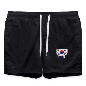 Tropfende Koreaflagge  - Badeshorts - Schwarz - Vorne - AI Model Male 185 light (185cm)