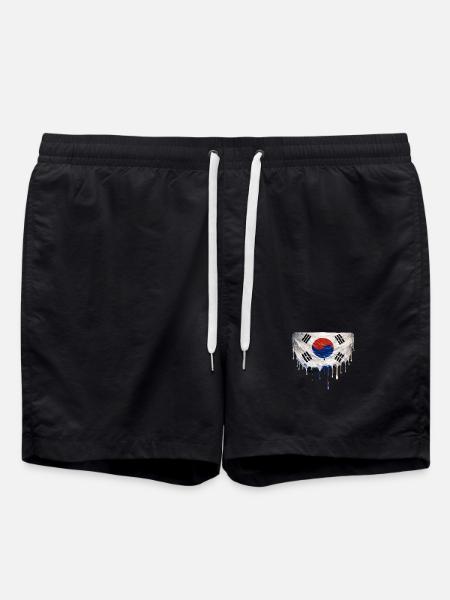 Dripping Korean flag - Swim Trunks - black