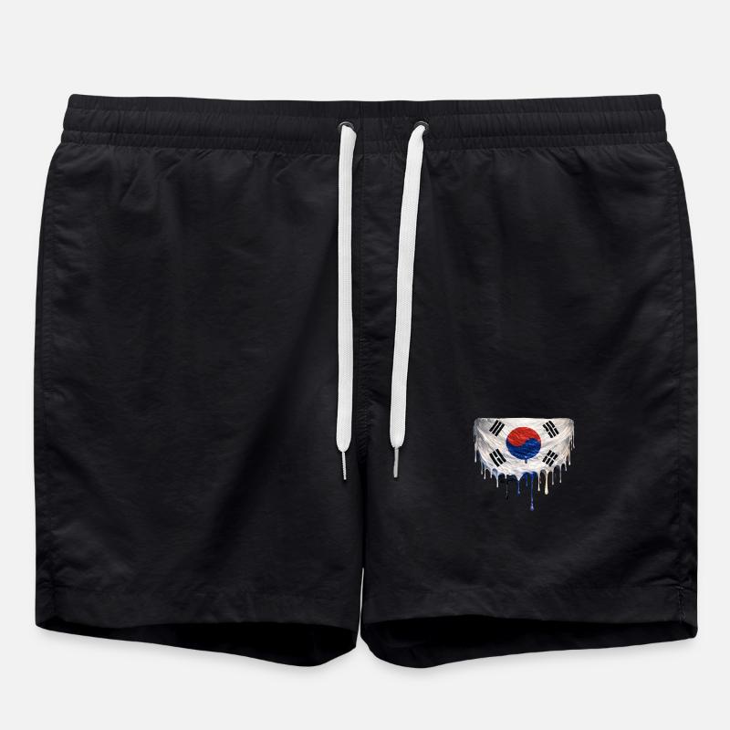 Dripping Korean flag - Swim Trunks - black