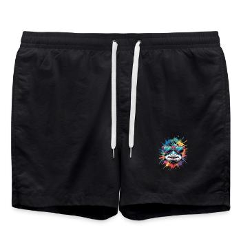 Bunter Hai Wasserfarben Spritzer - Badeshorts - Schwarz - Vorne - AI Model Male 185 light (185cm)