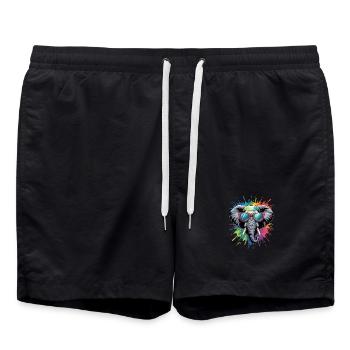 Bunter Elefant Wasserfarben Spritzer - Badeshorts - Schwarz - Vorne - AI Model Male 185 light (185cm)