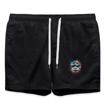 Bunter Hai Wasserfarben Spritzer - Badeshorts - Schwarz - Vorne - AI Model Male 185 light (185cm)