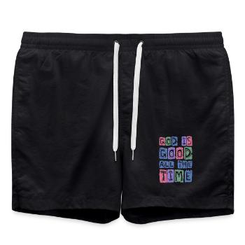 Gott ist gut zu jeder Zeit Retro Glaube - Badeshorts - Schwarz - Vorne - AI Model Male 185 light (185cm)