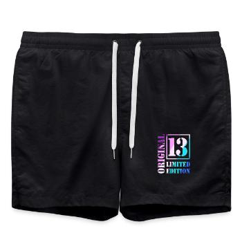 13e anniversaire Garçon Fille Adolescent Niveau 13 - Short de bain - noir - Devant - AI Model Male 185 light (185cm)