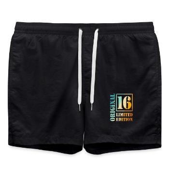 16. Geburtstag Junge Mädchen Teenager Original 16 - Badeshorts - Schwarz - Vorne - AI Model Male 185 light (185cm)