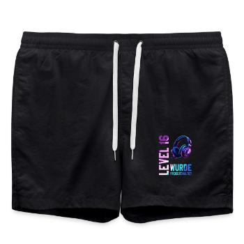 16. Geburtstag Junge Mädchen Teenager Level 16 - Badeshorts - Schwarz - Vorne - AI Model Male 185 light (185cm)