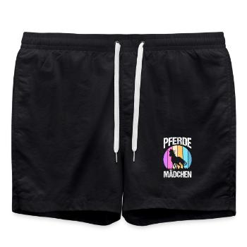 Reiten Pferdeliebhaber Reiterhof Pferde - Badeshorts - Schwarz - Vorne - AI Model Male 185 light (185cm)