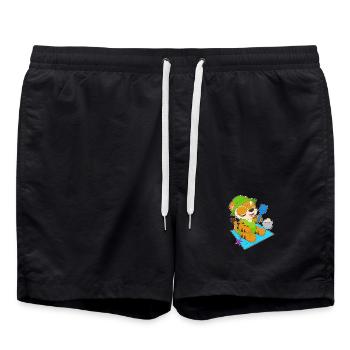 Tiger Beach Sand Summer - Swim Trunks - black - Front - AI Model Male 185 light (185cm)