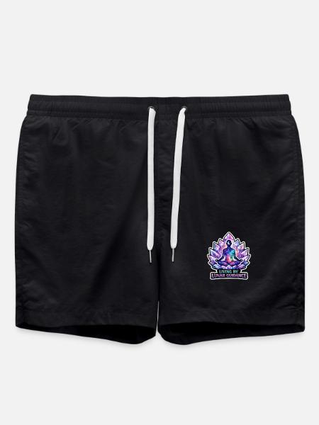 Moon Meditation, Moon Mindfulness, Spiritual - Swim Trunks - black