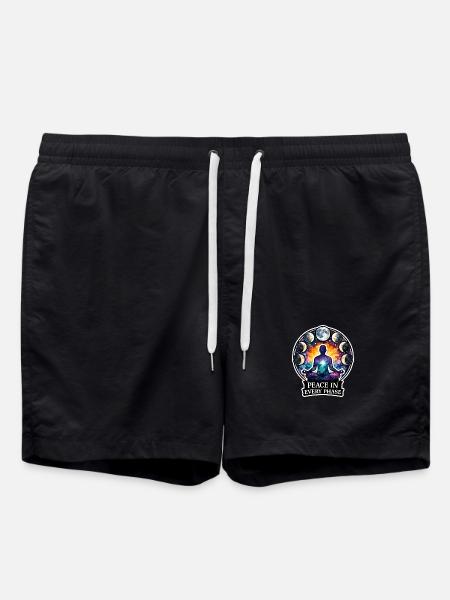 Moon Meditation, Moon Mindfulness, Spiritual - Swim Trunks - black