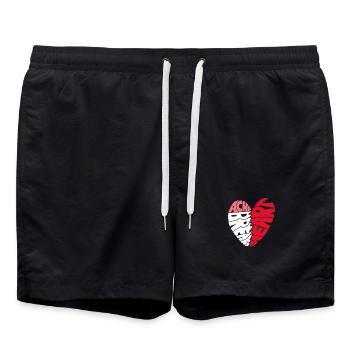 Achy Breaky Heart - Zerbrochenes Herz Typo - Badeshorts - Schwarz - Vorne - AI Model Male 185 light (185cm)