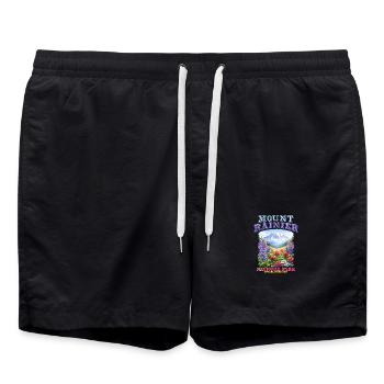 Jardin de fleurs du parc national du Mont Rainier - Short de bain - noir - Devant - AI Model Male 185 light (185cm)