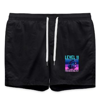 11. Geburtstag Junge Mädchen Gamer Level 11 - Badeshorts - Schwarz - Vorne - AI Model Male 185 light (185cm)